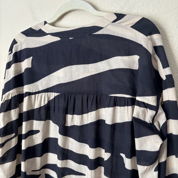 IRO Bold Printed Cotton Lace Up High Low Rattle Relaxed Blouse Top - Picture 13 of 14